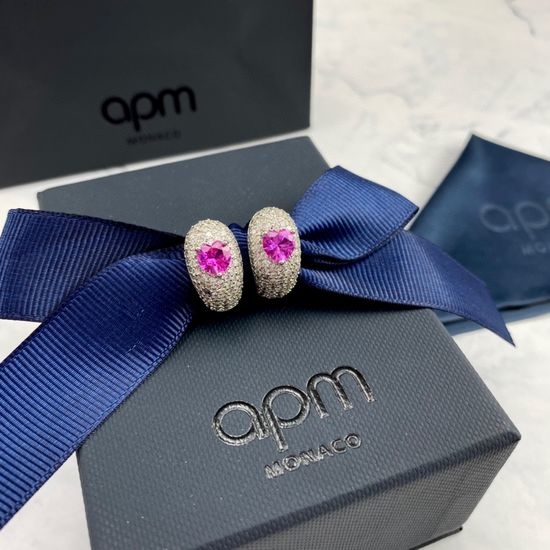 Apm monaco Pink Rhinestone Pear-shaped Stud Earrings