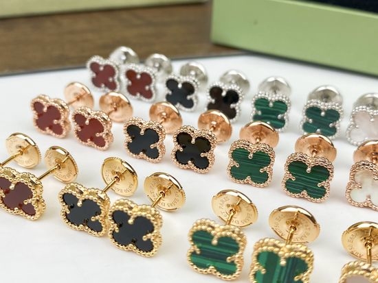 Van Cleef & Arpels VCA Mini Gemstone Clover Stud Earrings
