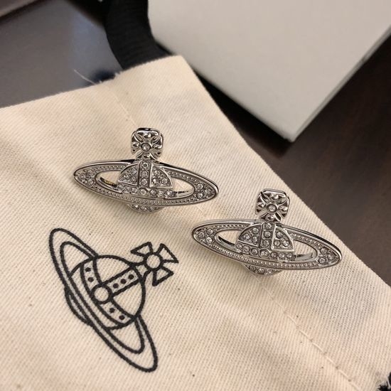 Vivienne Westhood Saturn Rhinestone Elegant Stud Earrings