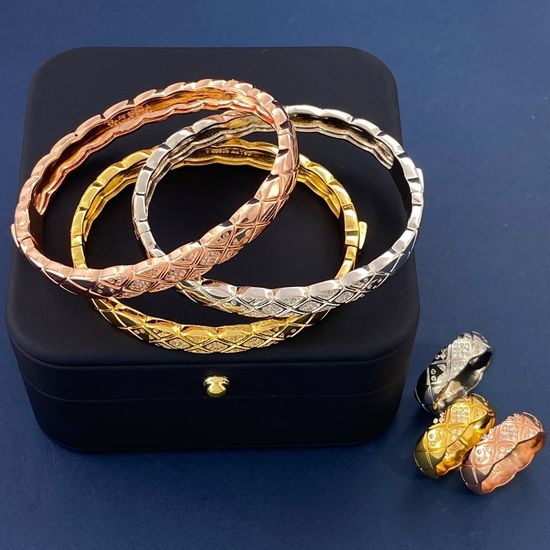 Chanel Quilted Pavé Bangle Bracelet