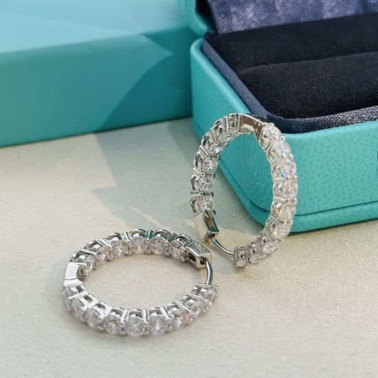 Tiffany & Co. Full Pave Diamond Hoop Earrings