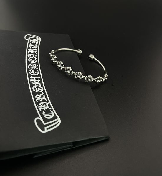 Chrome Hearts Thin Floral Cross Bangle Bracelet