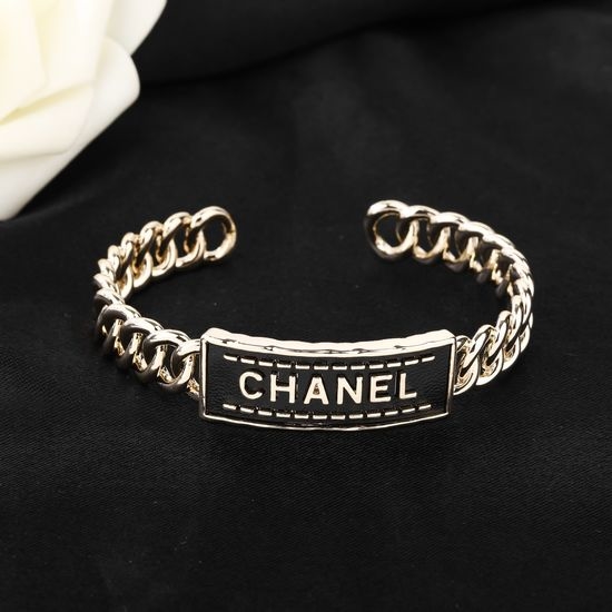 Chanel Classic Logo Crystal Bangle