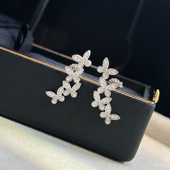 Graff Butterfly Full Diamond Sterling Silver Earrings