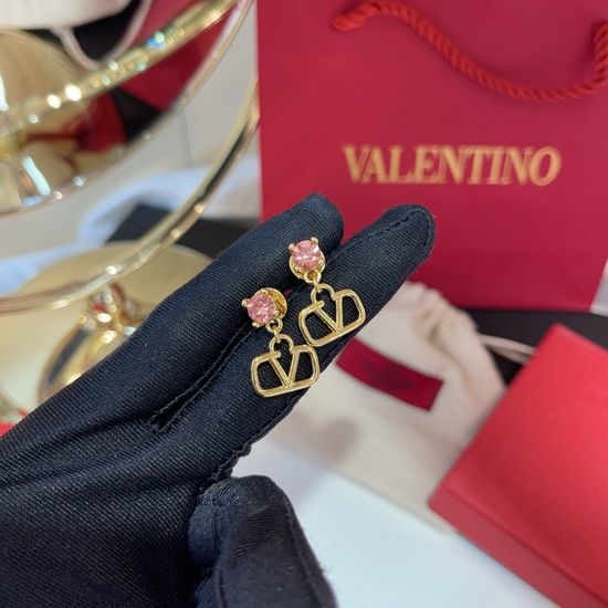 Valentino Rhinestone Decor Fashion Earrings