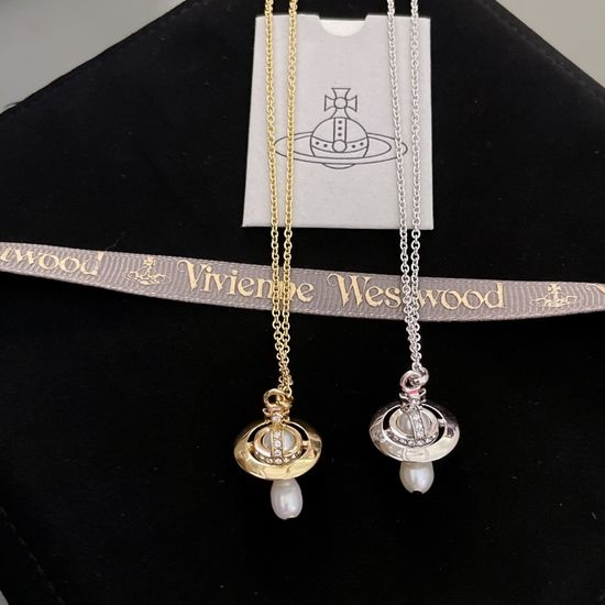 Vivienne Westhood Baroque Pearl Saturn Pendant Necklace