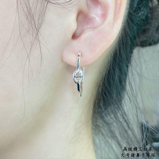 Hermes Sterling Silver Classic Pattern Earrings