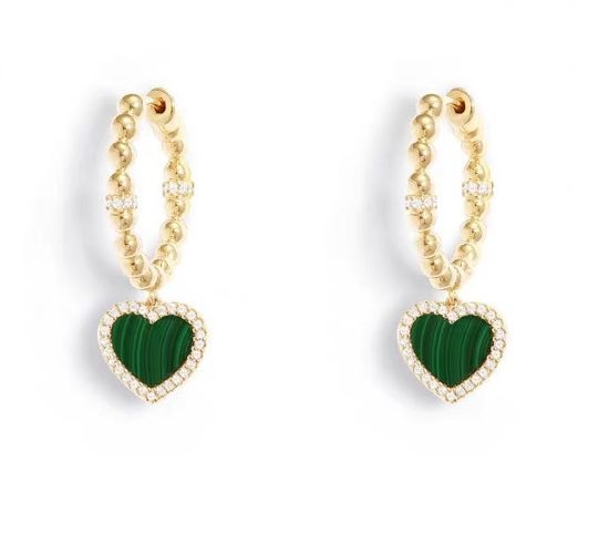 Apm monaco Malachite Heart Hoop Earrings