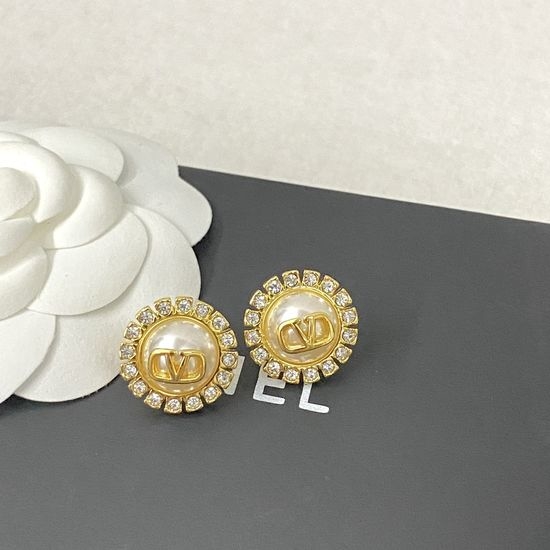 Valentino Pearl Rhinestone Earrings Classic Style