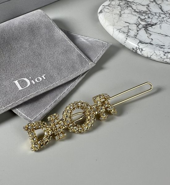 Christian Dior CD Rhinestone Logo Hair Clip
