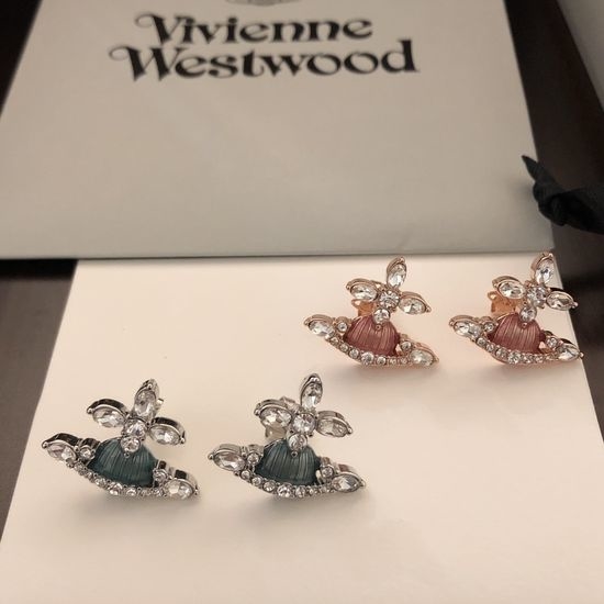Vivienne Westhood Enamel Saturn Shape Stud Earrings