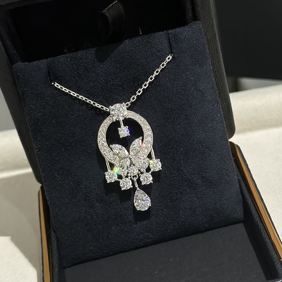 Graff Square Cut Diamond Butterfly Necklace