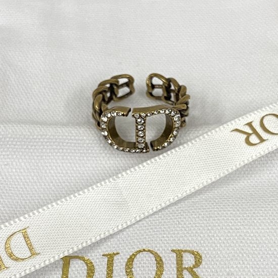 Christian Dior CD Vintage Brass Diamond Ring