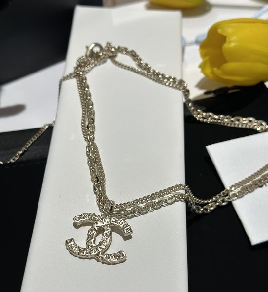 Chanel Double Layer Double C Necklace Brass Material