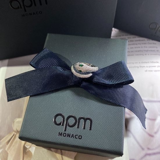 Apm monaco Green Eye Snake Open Ring