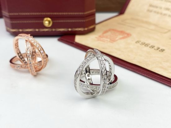 Cartier Diamond Inlaid Three Interwoven Rings