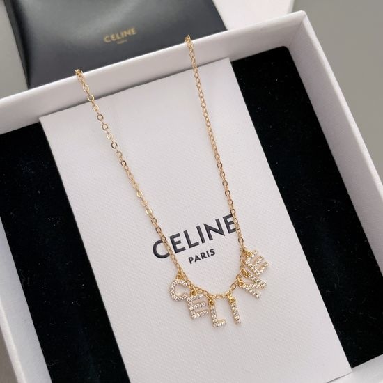Celine Full Diamond Letter Necklace