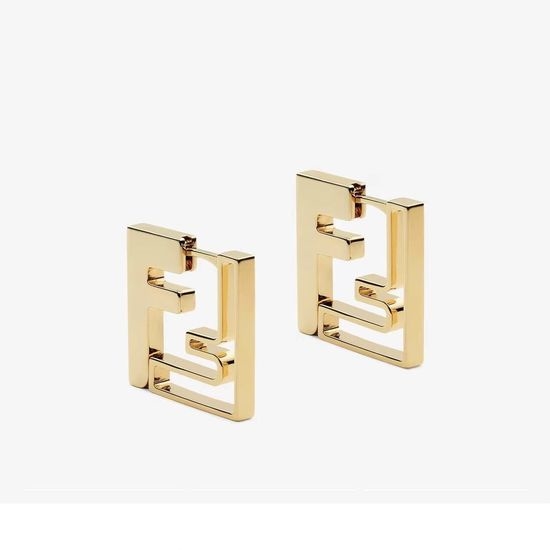 Fendi Square Hollow Stud Earrings Brass Material