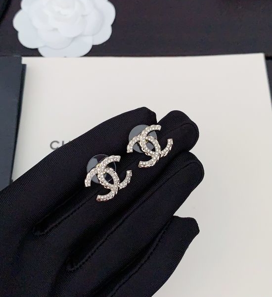 Chanel Classic CC Logo Stud Earrings