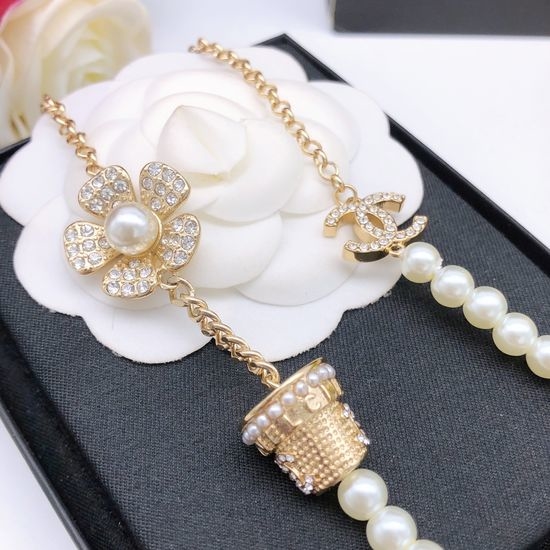 Chanel Camellia Pearl Long Sweater Necklace