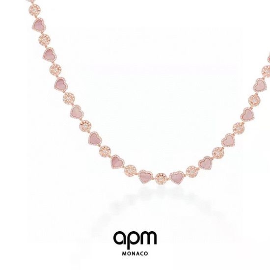 Apm monaco Rose Gold Pink Shell Heart Choker Necklace