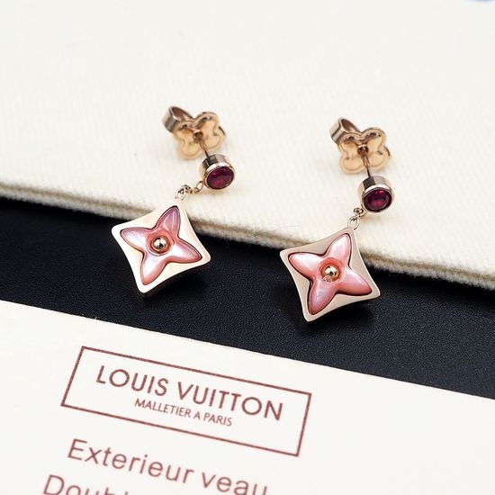 Louis Vuitton LV Flower Shell Ruby Stud Earrings