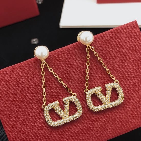 Valentino Tassel Rhinestone Decor Stud Earrings