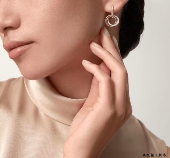 Cartier Small Three-Ring Diamond Stud Earrings Classic
