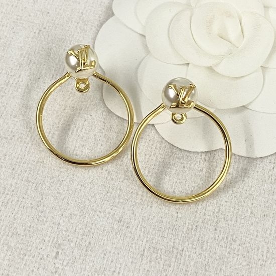 Louis Vuitton LV Circle Letter Pearl Stud Earrings Adjustable