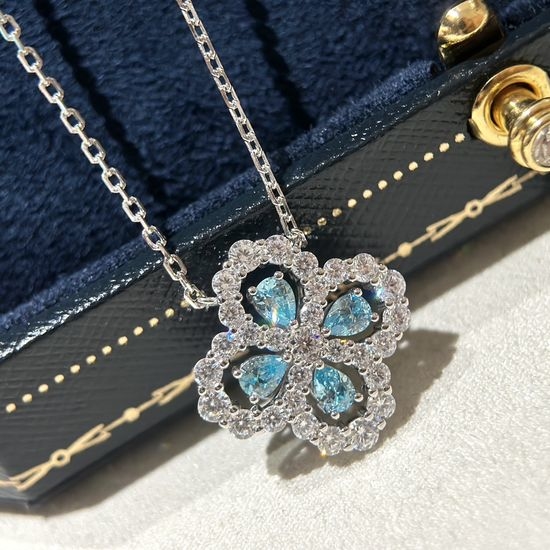 Harry Winston Micro Pave Clover Pendant Necklace