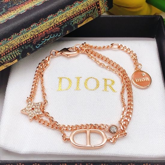 Christian Dior CD Rose Gold Star Bracelet Brass Material