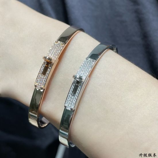 Hermes Half Diamond Embellished Premium Bangle