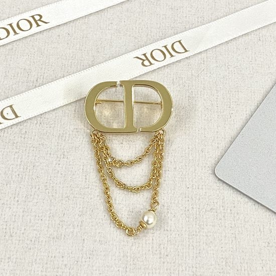 Christian Dior CD Tassel Chain Brooch Exquisite Daily Jewelry