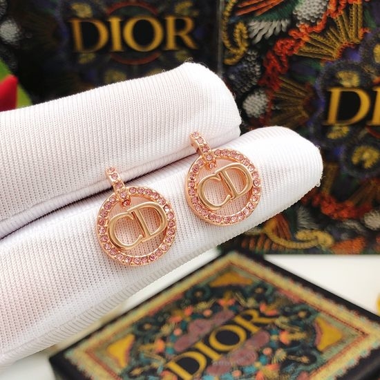 Christian Dior CD Pave Diamond Round Pendant Necklace