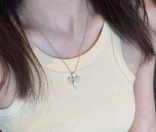 Graff Ice Flower Cross Pendant Necklace