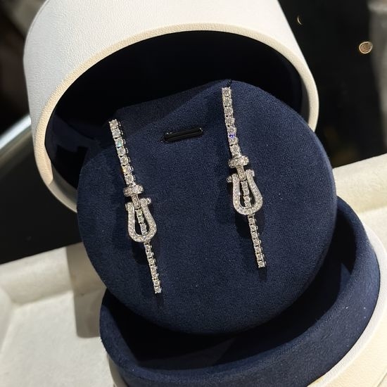 Fred Horseshoe Tassel Diamond Stud Earrings