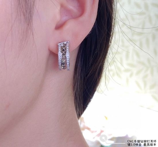 Bvlgari Diamond Decorated Rivet Drop Earrings
