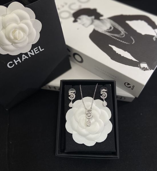 Chanel Lucky Number Necklace Earrings Set
