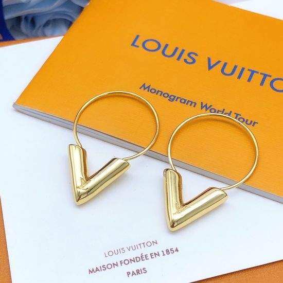 Louis Vuitton LV Polished Brass Drop Earrings