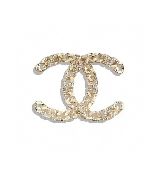 Chanel Half Crystal Embellished Brooch