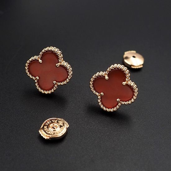 Van Cleef & Arpels VCA Champagne Gold Carnelian Earbuds Set