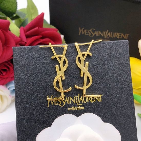 Yves Saint Laurent YSL Polished Plain Stud Earrings Classic Style