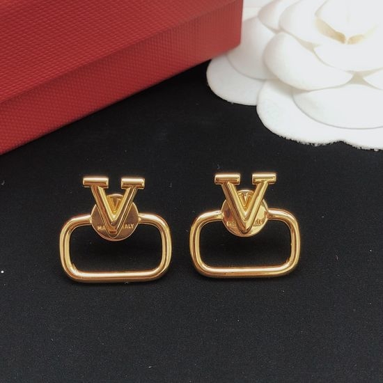 Valentino V Shape Glossy Stud Earrings Delicate