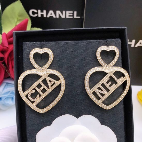 Chanel Hollow Heart Stud Earrings