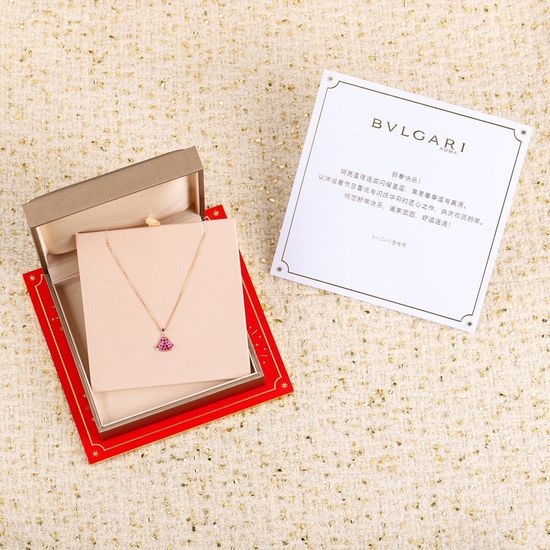Bvlgari Elegant Pink Stone Skirt Necklace