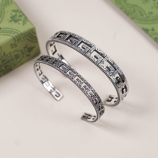 Gucci Sterling Silver Square G Pattern Bangle
