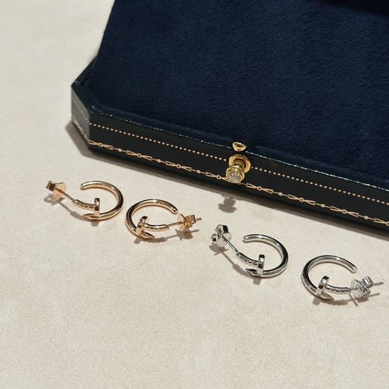 Cartier Sterling Silver Nail Shape Stud Earrings