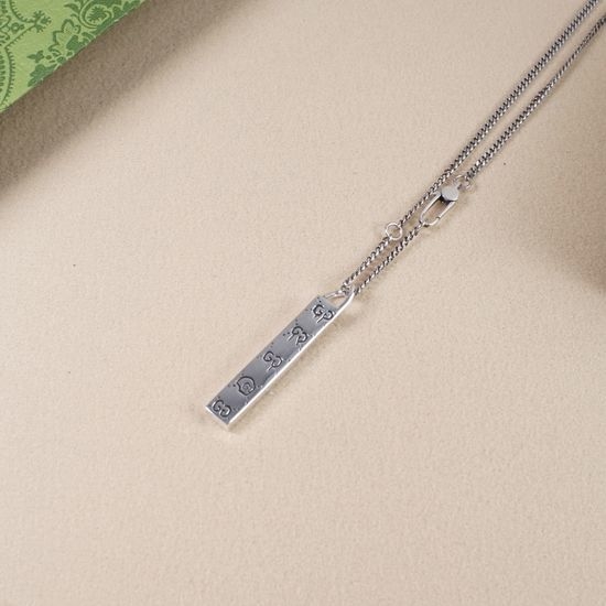 Gucci Bar Shape Skull Silver Necklace