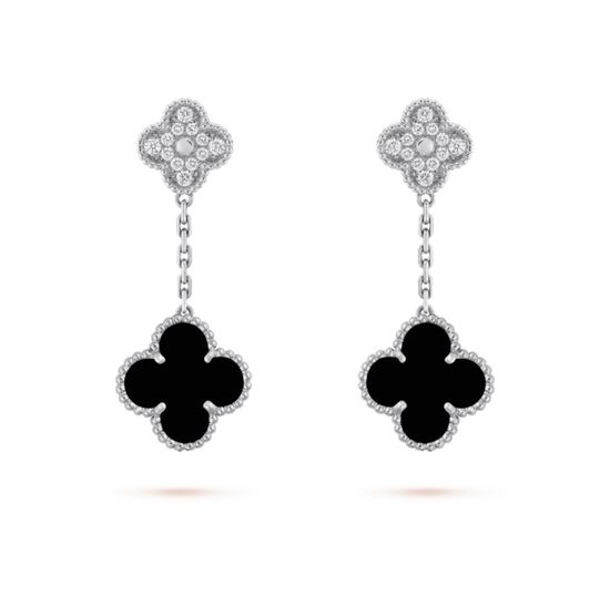 Van Cleef & Arpels VCA Black Onyx Clover Ear Clips