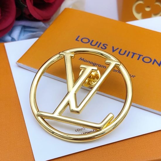 Louis Vuitton LV Round Brass Material Brooch